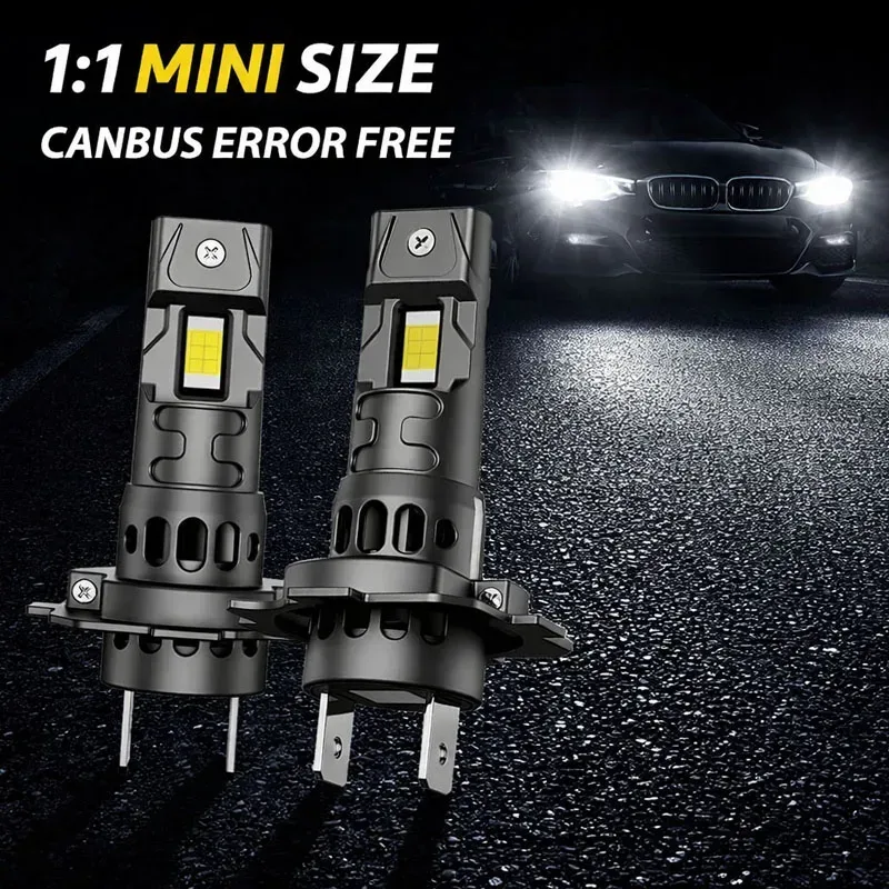 H7 LED-Scheinwerfer Canbus 8000LM 55W 7035 CSP-Chips 1:1 Mini-Größe Plug-and-Play Autolampe 6000K Kabellose Nebelleuchte mit Turbo-Lüfter
