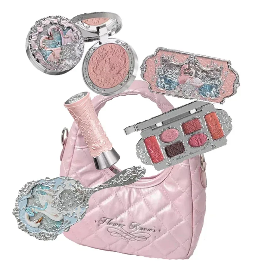 Flower Knows Make-up-Set Box Vollständige Schwan-Bär-Garten-Kollektion Geprägtes Rouge Glanz-Lippenstift-Set Foundation Alles-in-Einem Make-up-Kit