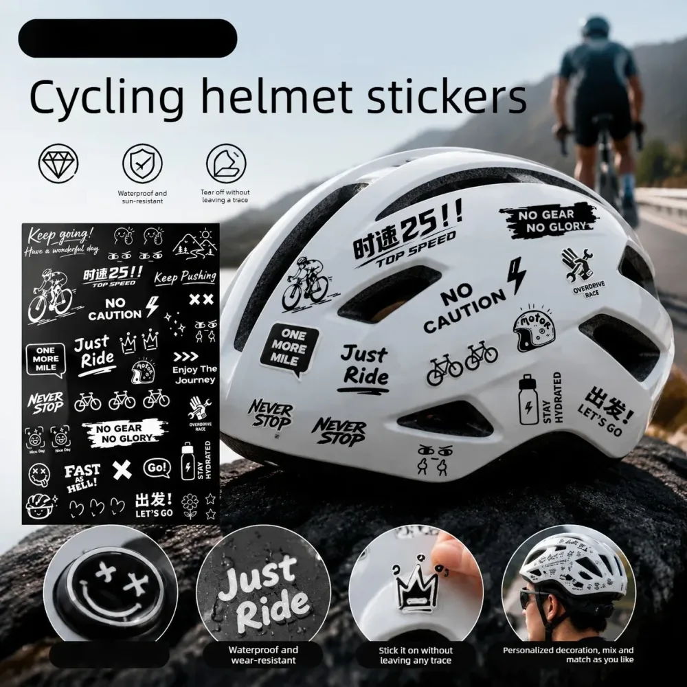 2026 Neue Fahrradhelm- und Fahrradrahmen-Aufkleber: Motivierende Zitate & lustige Grafiken, wasserdichte Aufkleber für Rennräder und Mountainbikes