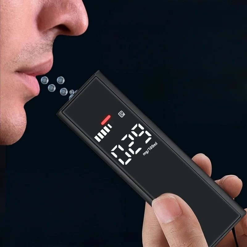 Schwarz Alkohol Tester Elektronische Alkoholtester LCD Display Wiederaufladbare Alkoholtester Atem Alkohol Test Werkzeuge Für Zuhause