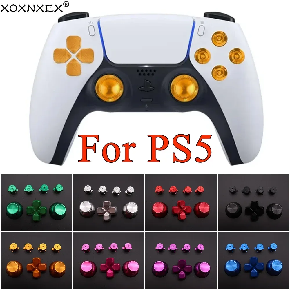 Gold SCHWARZ Rot Blau Benutzerdefinierte Metall-Thumbsticks Analoger Controller Bullet-Tasten Chrom D-Pad für Sony PS5 Controller