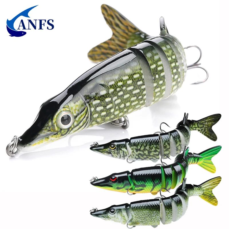 ANFS Angelköder für Barschforellen, mehrfach gegliederte Swimbaits, langsam sinkende bionische Schwimmköder, Barsch, Süßwasser, Salzwasserbarsch
