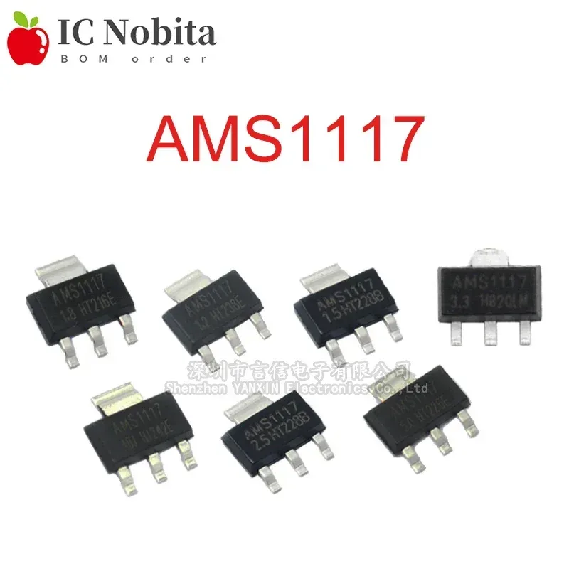 20PCS AMS1117 1,2 V 1,5 V 1,8 V 2,5 V 3,3 V 5V ADJ LM1117 1117 linearer Spannungsregler SOT223 IC Neu