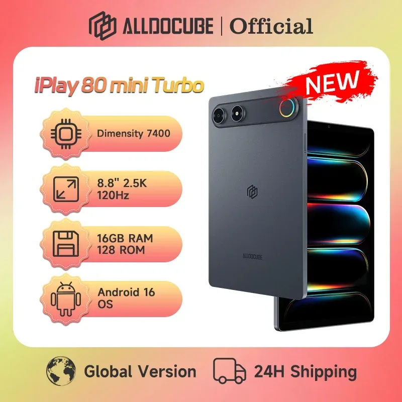 ALLDOCUBE iPlay 80 mini Turbo Tablet 8,8'' 2,5K 120Hz Dimensity 7400 16GB RAM 128GB ROM Android 16 6500mAh 4G LTE Tablet