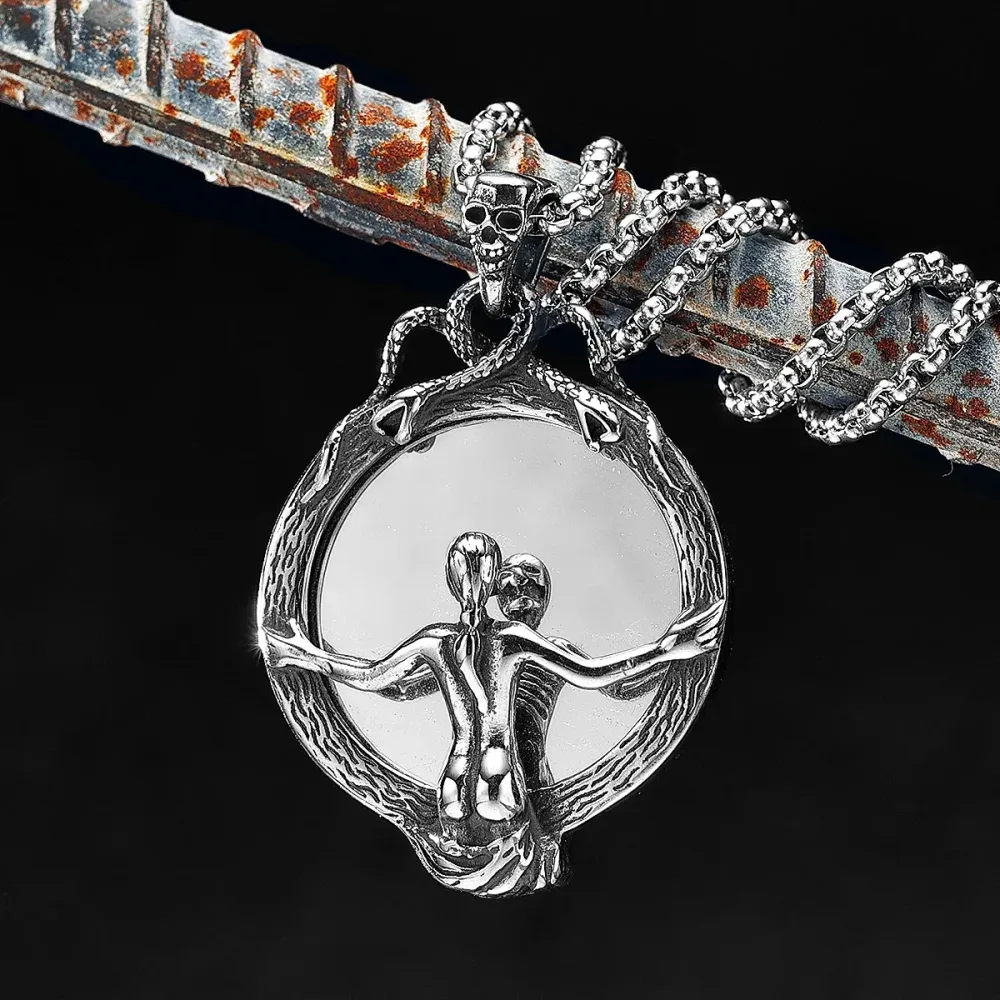 Schönheit Teufel Magie Spiegel Edelstahl Männer Frauen Halsketten Anhänger Kette Punk Mode Schmuck Kreativität Geschenk Großhandel