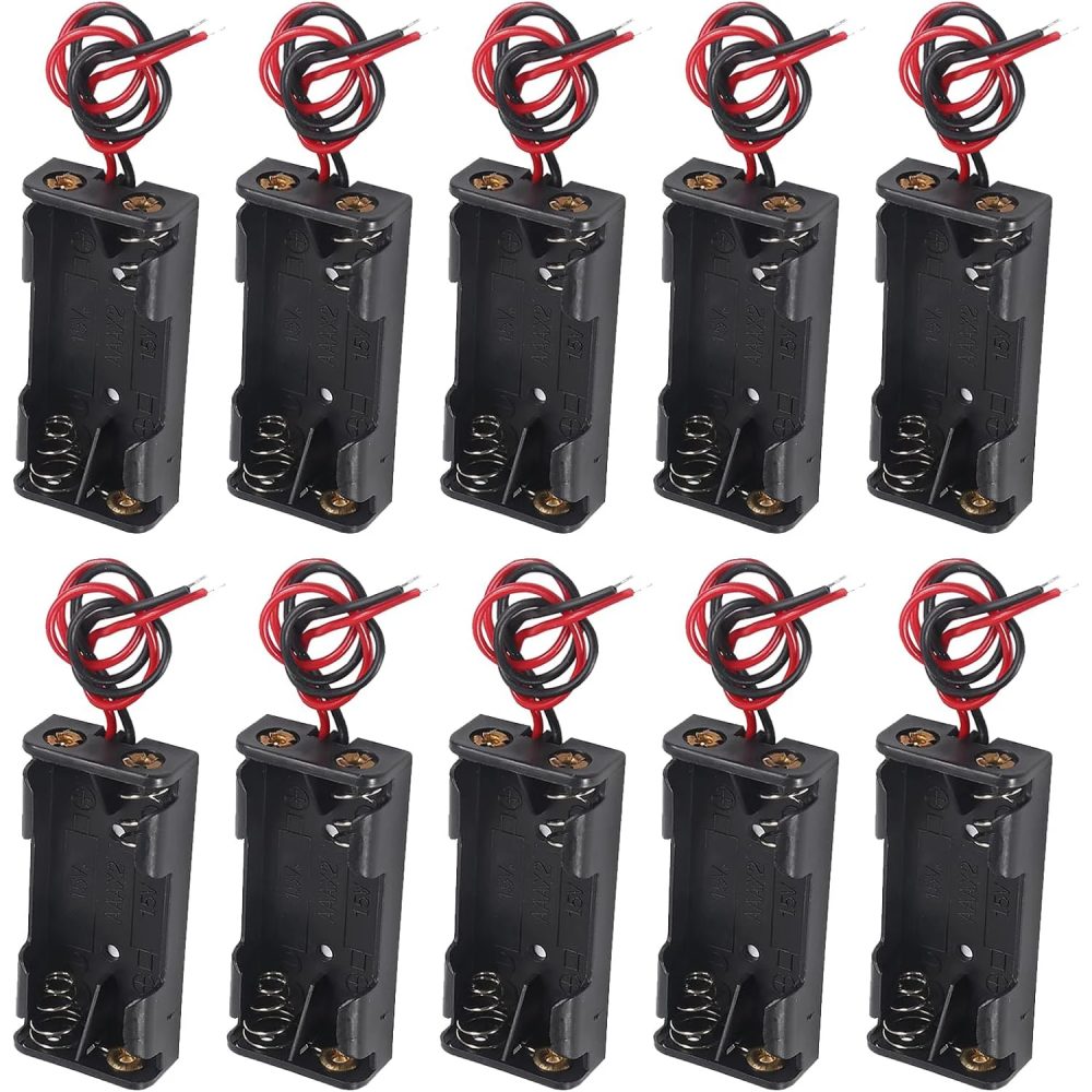10 Stück AAA-Batteriehalter, 2 x 1,5 V AAA-Batterie-Power-Gehäuse, Kunststoffbox mit Draht, anwendbar für elektronisches Spielzeug, Haushaltsgeräte-Fernbedienung