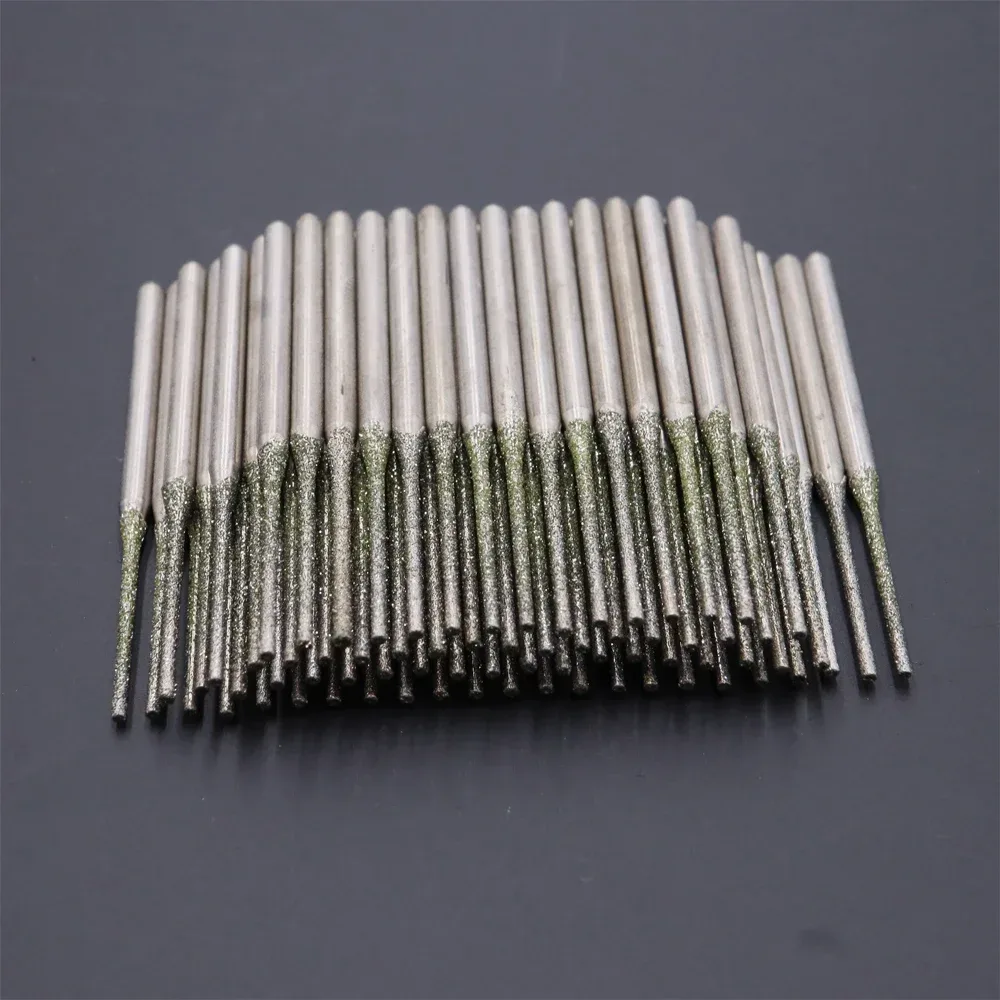 100 Stück Diamant-Schleifstifte 2,35 mm Schaft Ultra Lang 120 #   Schleifmittel für Jade-Schnitzerei und Stein-Gravur-Rotationswerkzeug