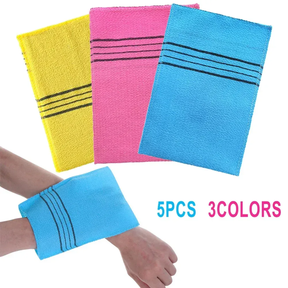 5 Stück Duschbad Peeling Handschuh koreanische Peeling Körper Peelings Dusch tücher Waschlappen tragbar für Erwachsene Grobkorn bürste