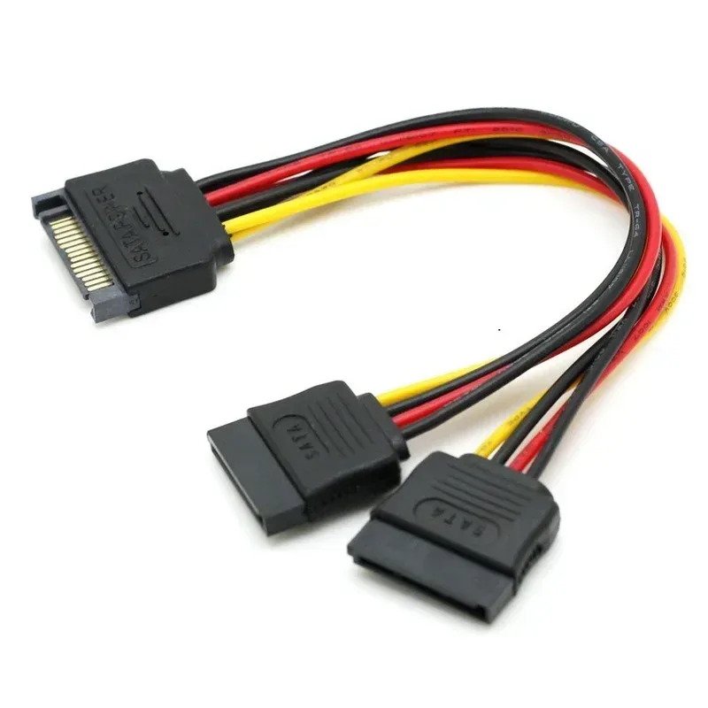 SATA II Festplatte Power 15Pin SATA Männlich Zu 2 Weibliche 15Pin Power HDD Splitter Hohe Qualität Y 1 Zu 2 verlängerung Kabel 20CM