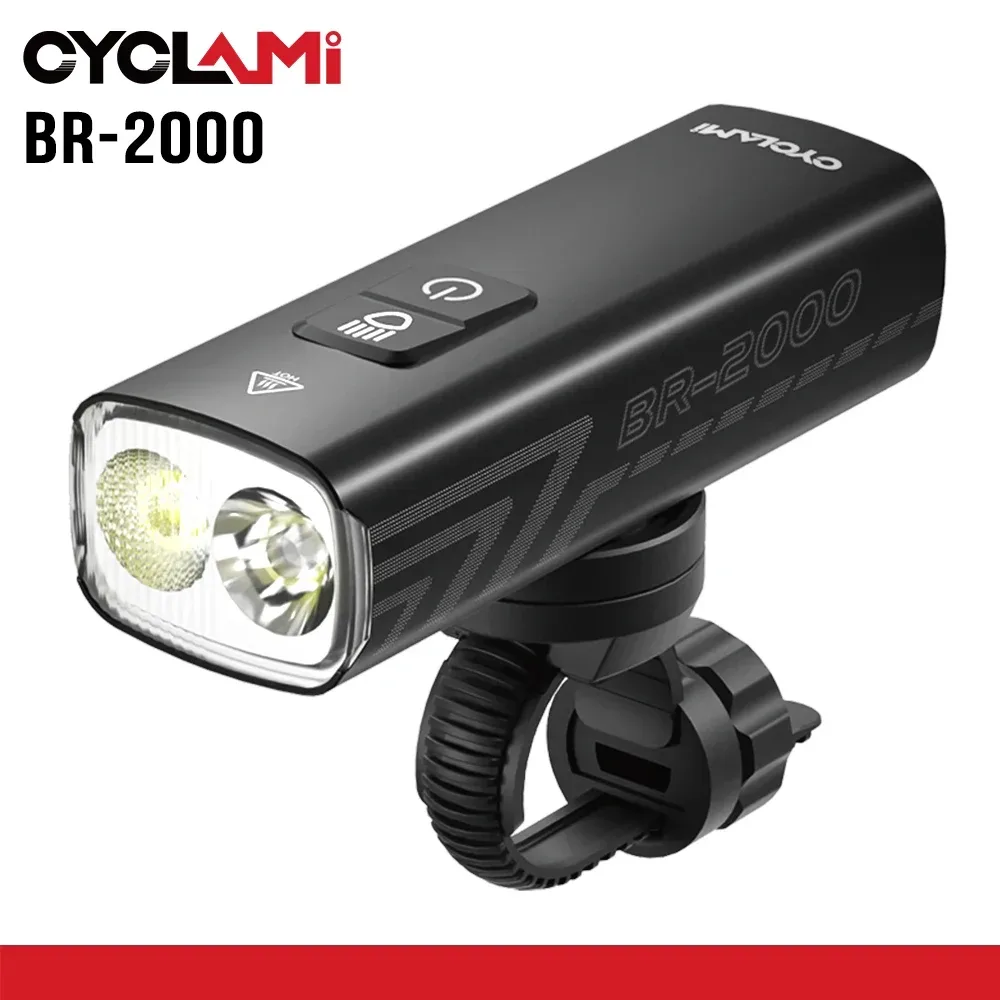 2000 Lumen CYCLAMI Fahrradscheinwerfer Fahrrad Taschenlampe Lenker Type-C MTB Road Highlight BR2000 Frontlampe Licht Aluminiumlegierung Mountainbike Rennrad Vorderleuchte für Fahrrad