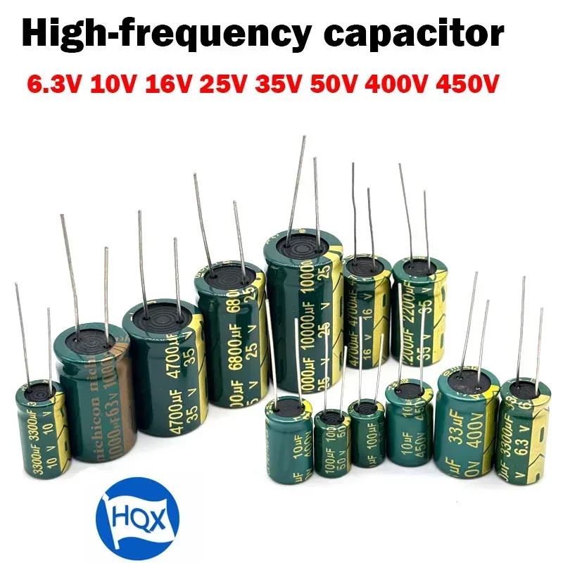 Aluminium-Elektrolytkondensator 6,3V 10V 16V 25V 35V 50V 400V 450V 470UF 100UF 220UF 330UF 470UF 680UF 1000UF 47UF 10UF 22UF 1UF