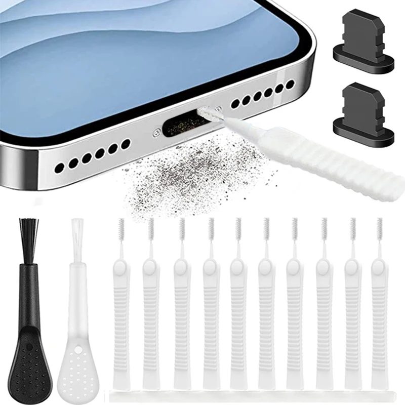 Handy-Ladeanschluss, Staubstecker-Entfernung, Reinigungsset für iPhone 15 14 13 Pro Max, Computertastatur, staubdichte Reinigungsbürste