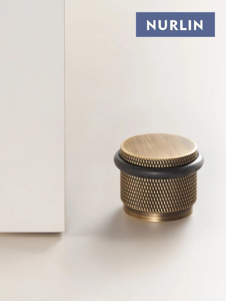 Nurlin Messing stabiler neuer gerändelter Türstopper, Tore Stopper, verstellbar, 3 cm Höhe, geeignet für die Installation von Holz- und Zementböden