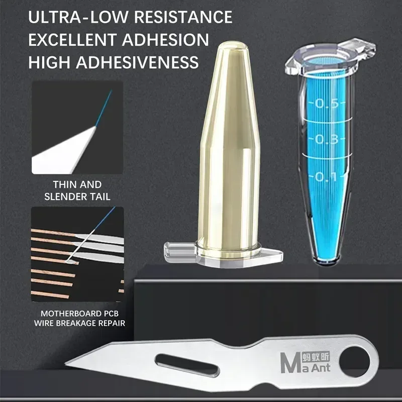 MaAnt M100 Flywire Leitfähige Nano-Silberpaste für Handy-Bildschirm, grüne/gelbe Linienreparatur, geringe Widerstands-Silberpaste