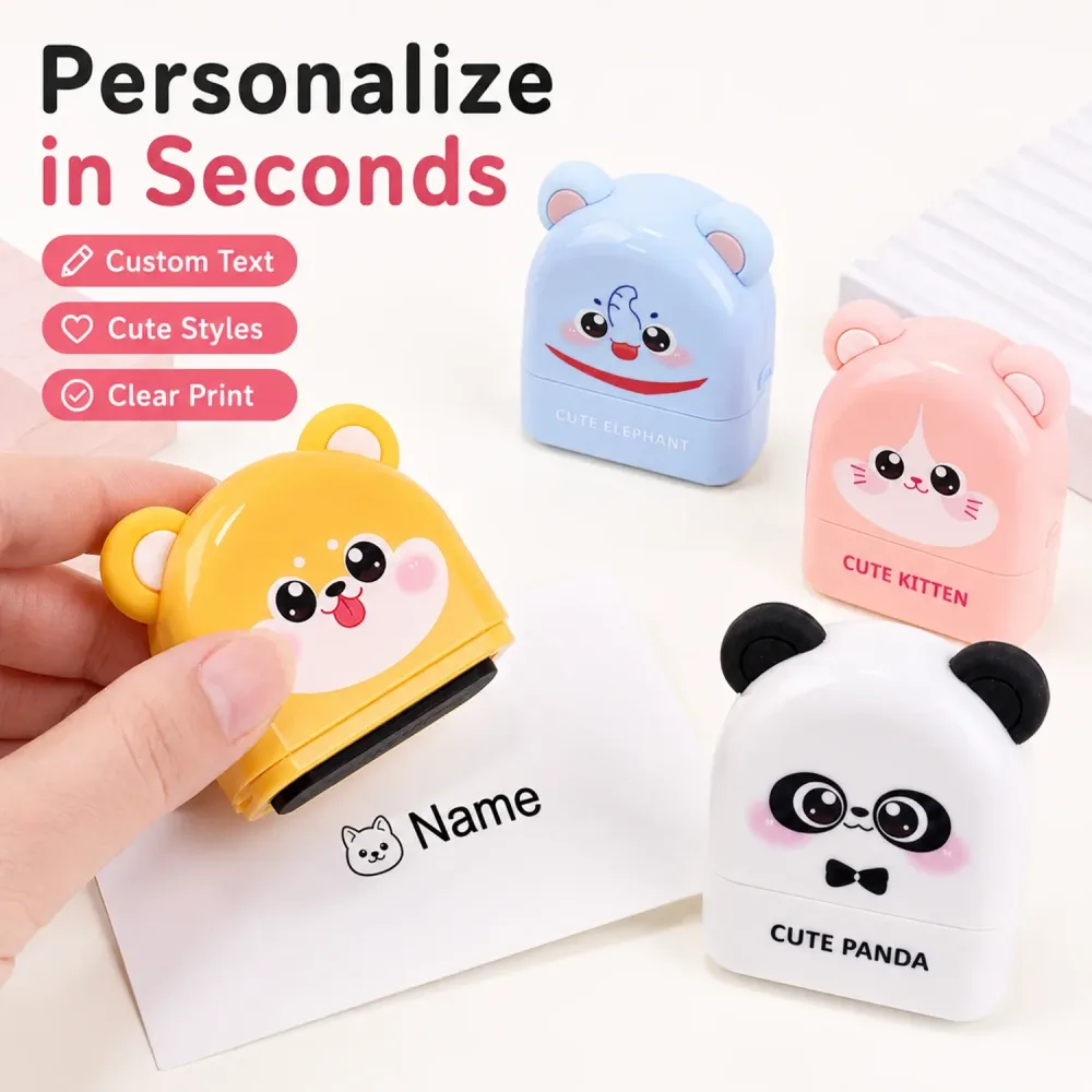 Personalisierter Niedlicher Namensstempel Wasserfester Kleidungsanhänger für Kinder Selbstfärbender Stempel für Kindergarten-Schultaschen Individueller Stempel