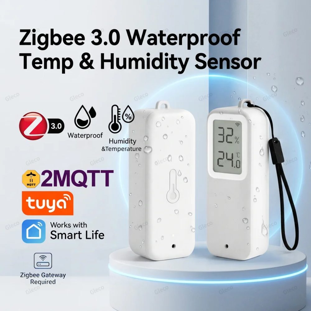 Zigbee 3.0 Temperatur- und Feuchtigkeitssensor, IP65 Wasserdicht, Tuya Smart Life Innen-/Außen-Smart-Home-Sensor, Zigbee-Gateway Erforderlich