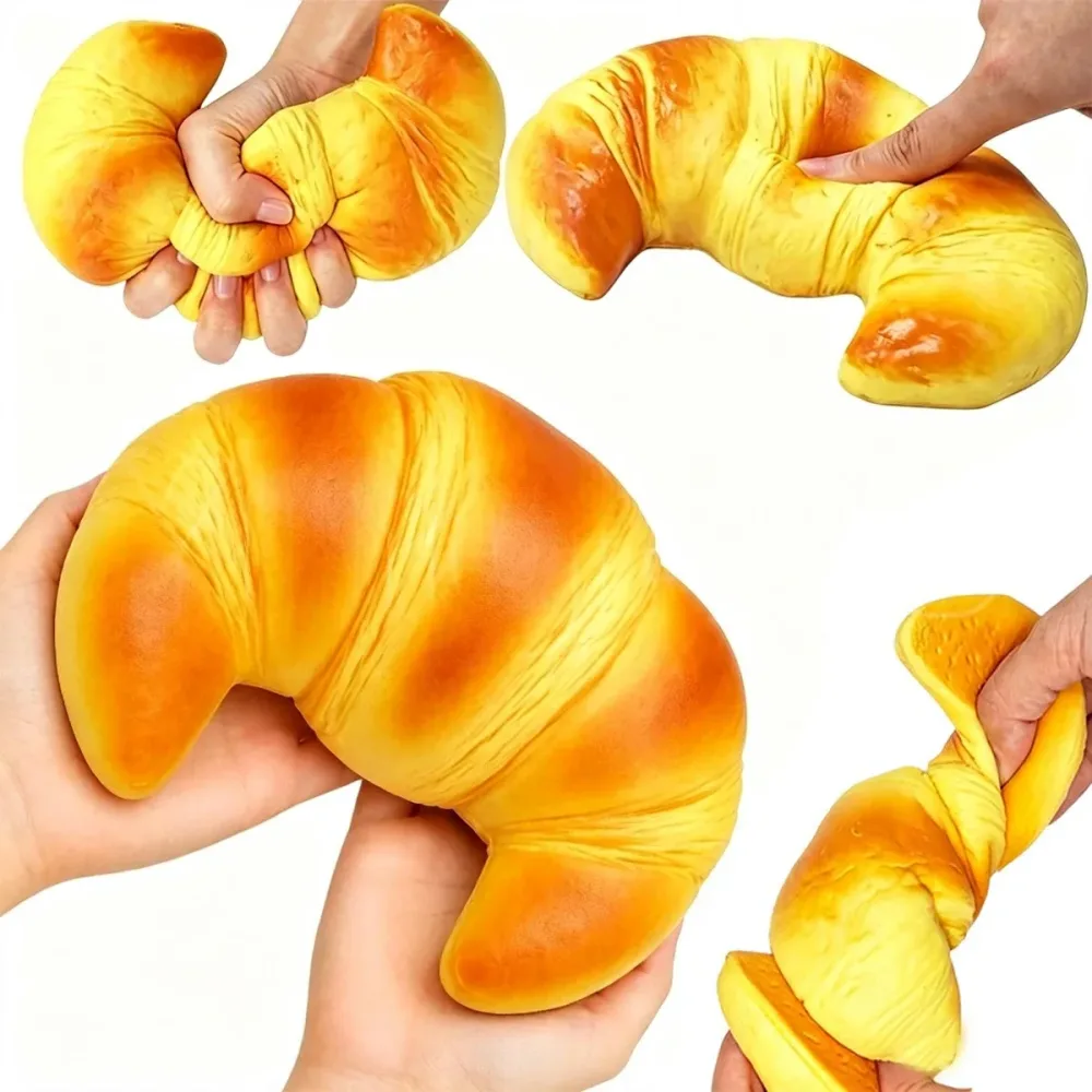 Squishy Croissant Quetschspielzeug Langsam Aufsteigendes Klebriges Stressabbau-Spielzeug Super Weiches Kreatives Simulations-Brot Anti-Angst-Geschenke