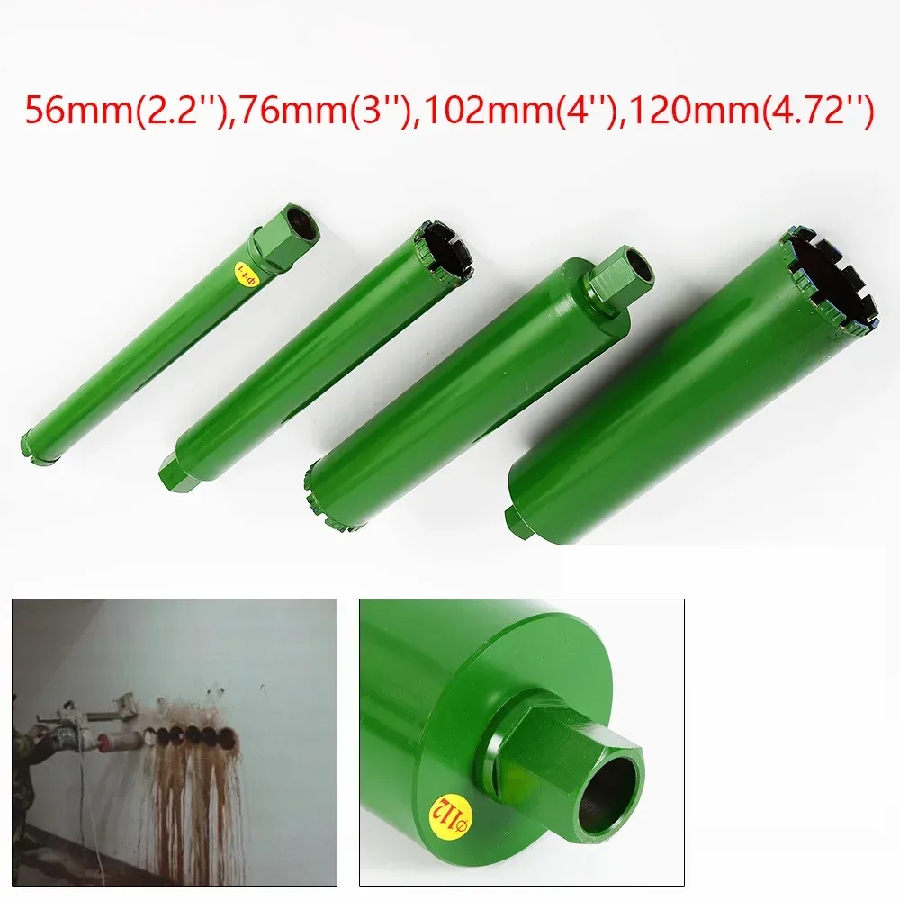 4 Stück Kernbohrer 56 mm/76 mm/102 mm/120 mm Offenlochbohrer Trocken-/Nass-Bohrwerkzeug für diamantverstärkte Beton M22 Bohrerfass