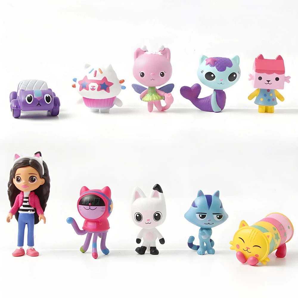 NEU 10 Stück Anime-Figuren Spielzeug Gab Lächelnde Auto-Katze Umarmungspuppen Mercat Cartoon Geburtstagsgeschenk