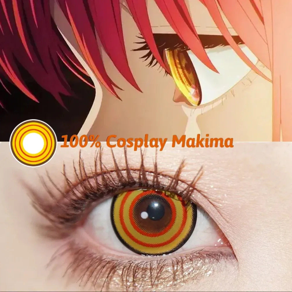 2 Stück Colorcon Farbkontaktlinsen Jahresgelbe Kontaktlinsen mit Abschluss Kostenloser Versand Makima Cosplay