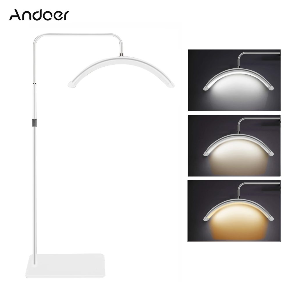 Andoer HD-M6X 36 W Boden-LED-Videoleuchte, Halbmondförmiges Fülllicht, 3200 K-5600 K, dimmbar, mit 180 cm/70,9 Zoll Metalllichtständer