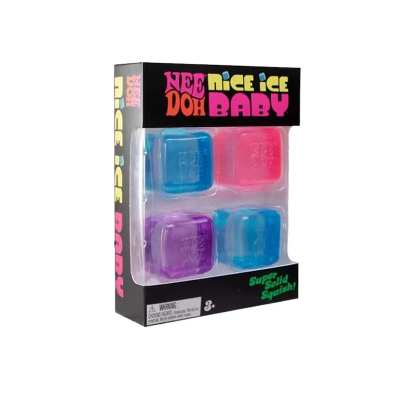 Neues Needoh Nice Ice Baby Fidget Cube Set 4er-Pack Super Solide Squish Sensorische Spielzeuge Ungiftige Quetschspielzeuge für ADHS und Autismus Geschenk