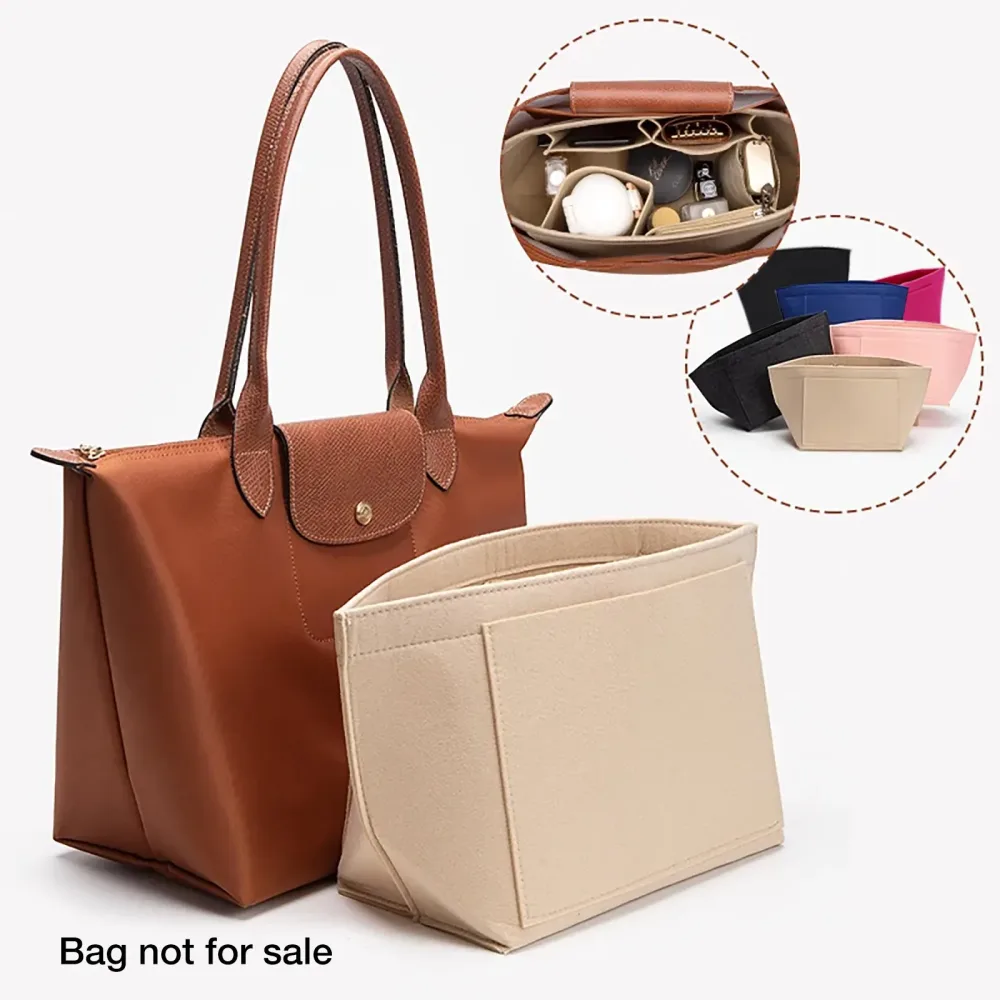 Filz einsatz Tasche passt für Long champ Handtasche Liner Tasche Filz Stoff Make-up Tasche Unterstützung Reise tragbare Einsatz Geldbörse Organizer