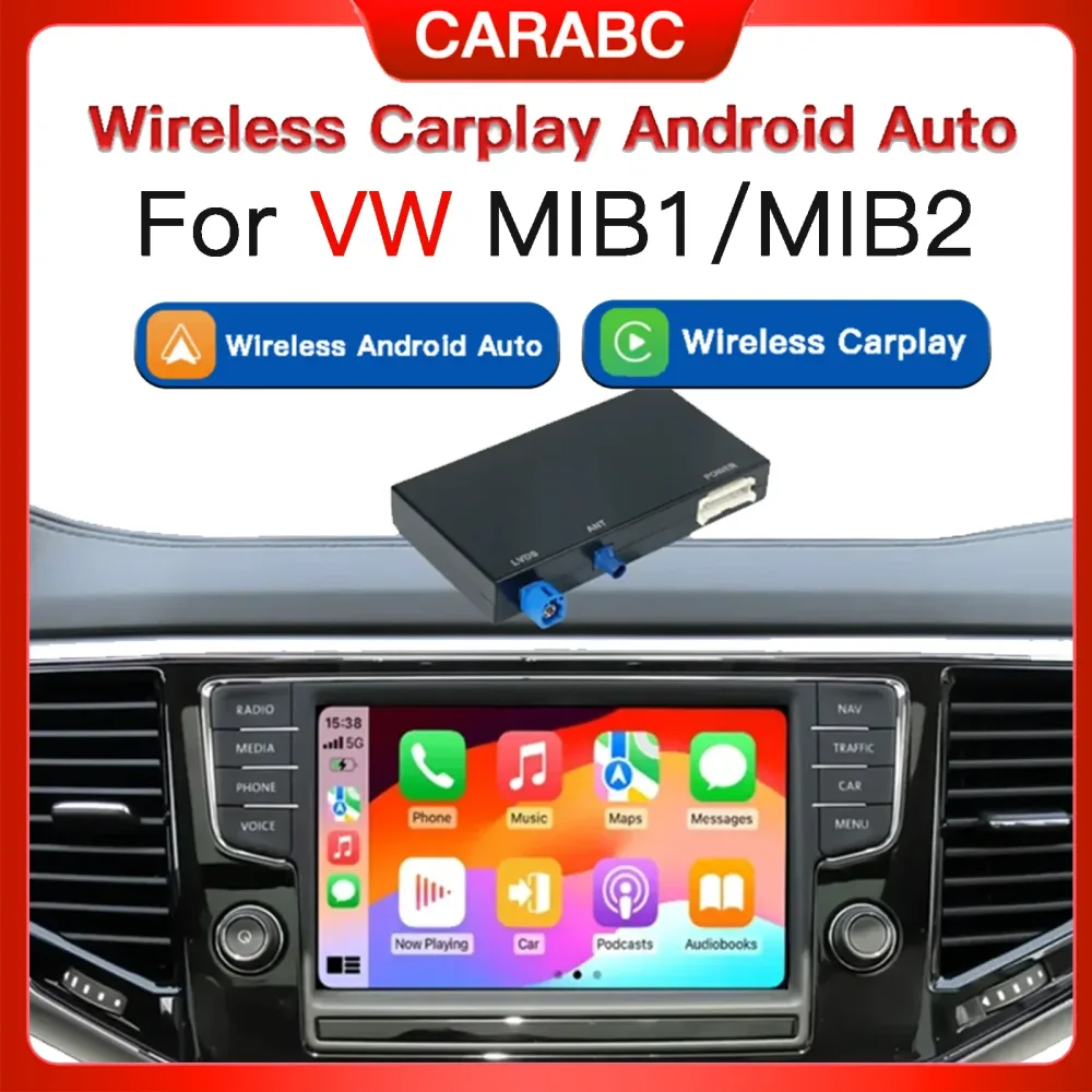 Kabelloses Carplay Android Auto Modul für VW Volkswagen Skoda Octavia A5 Golf 7 Polo Passat B8 Mirror Link MIB MIB2 Decoder Box