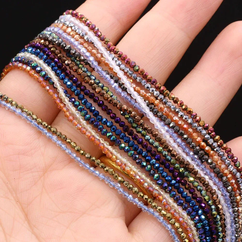 5 Stränge Natursteinperlen, Überzug, Farbe, facettierter Kristall, Spacer, lose Perlen, Armband, DIY-Schmuckherstellung, Halskette, 2/3 mm
