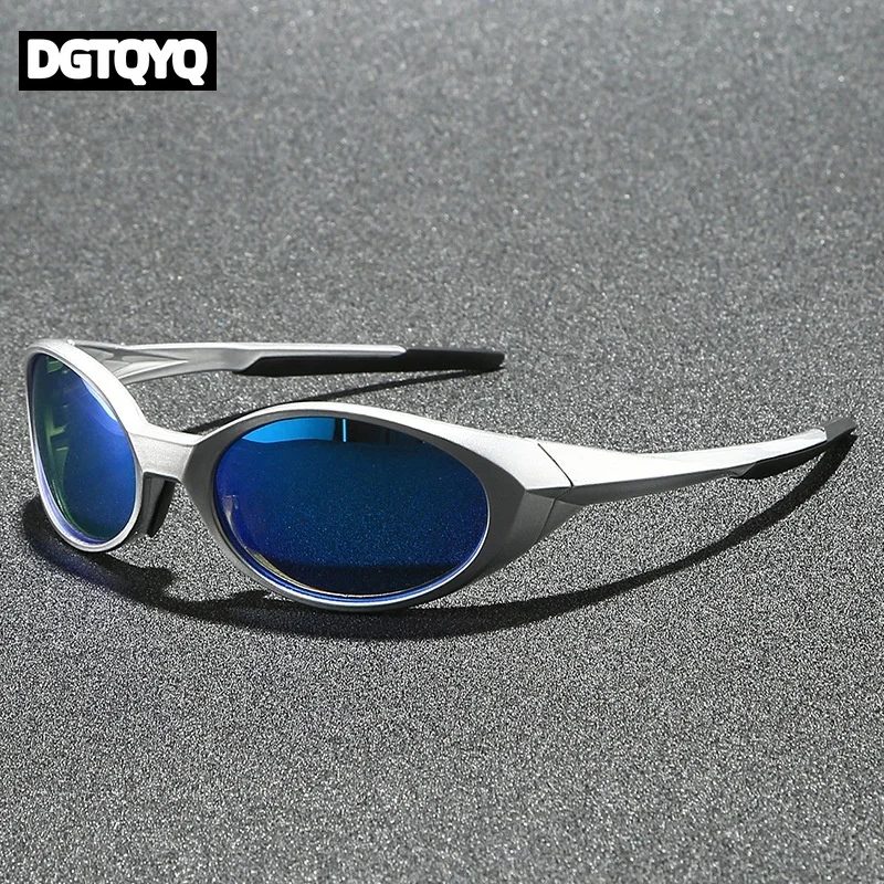 DGTQYQ 2026 Outdoor-Sport, polarisierte Sonnenbrille, Damen, Herren, Unisex, ovale Brille, reflektierende verspiegelte Linse, Farbe, Patchwork-Farbtöne