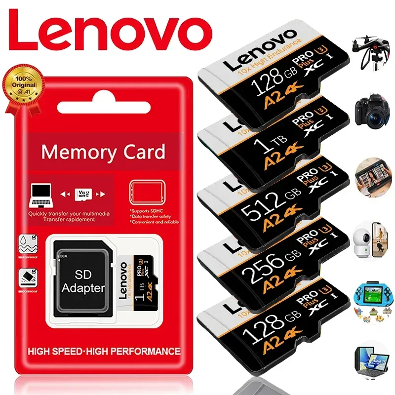 Lenovo Wasserdichte SD-Karten TF-Karten Speicherkarte Micro TF SD 256GB 64GB 1TB Korrektur- und Verschleißfeste Übertragung V10 für Dashcam / Smartphone