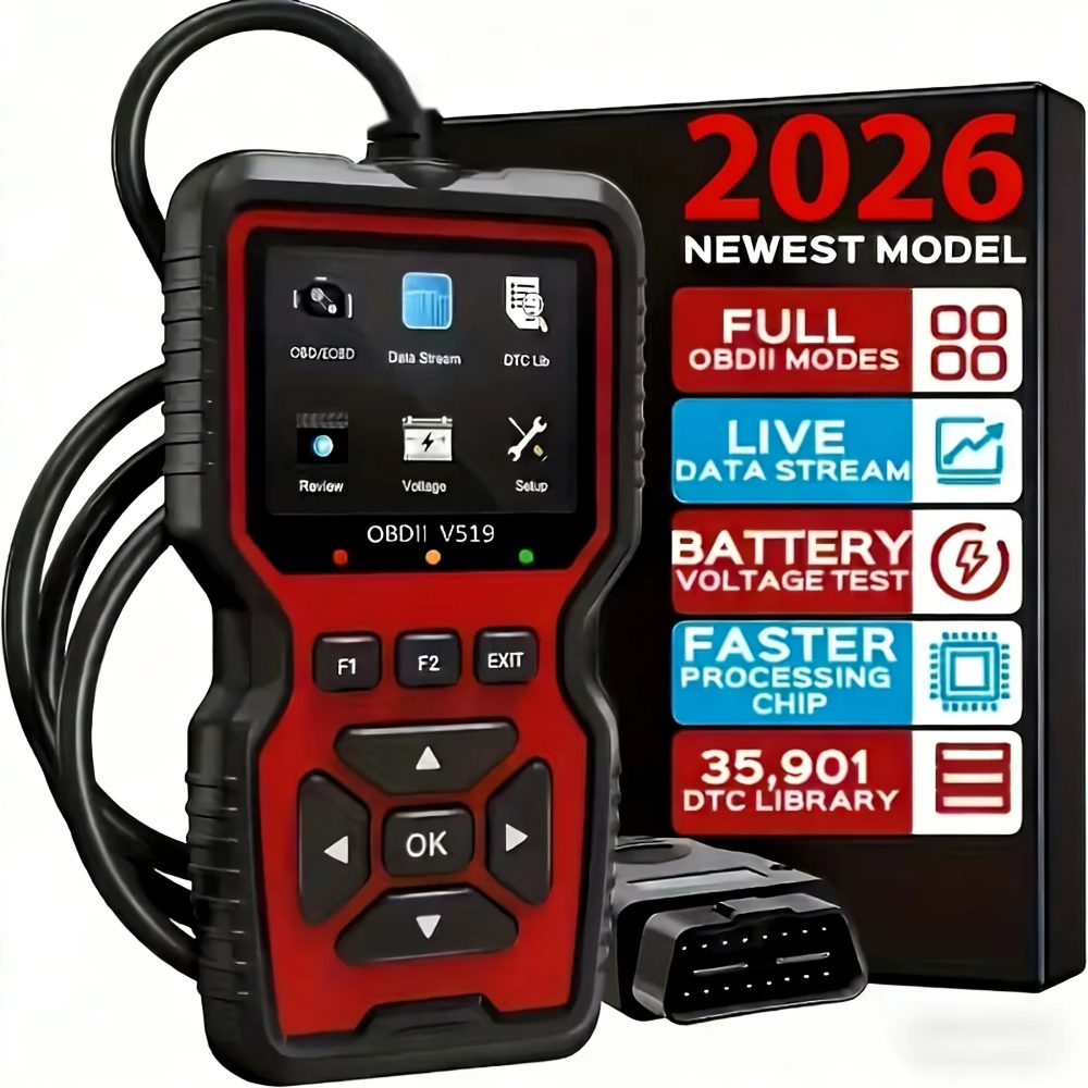 V519 Professioneller OBD2-Scanner - USB-betriebenes Kfz-Diagnosegerät mit Echtzeit-Datenübertragung, vollständige OBD II-Tests (I/M Ready, BOD2/EOBD), löscht Motorfehlerleuchten, liest/löscht Codes