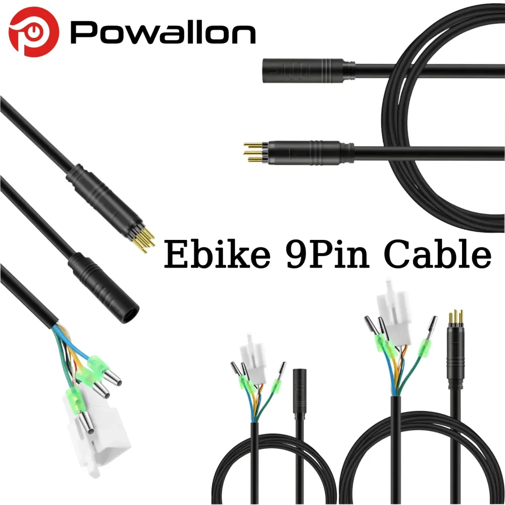 9-poliges EBIKE-Radnaben-Motorkabel, E-BIKE-Verlängerungskabel mit wasserdichtem Anschluss, 60 cm/120 cm, goldener und SM-Stecker optional