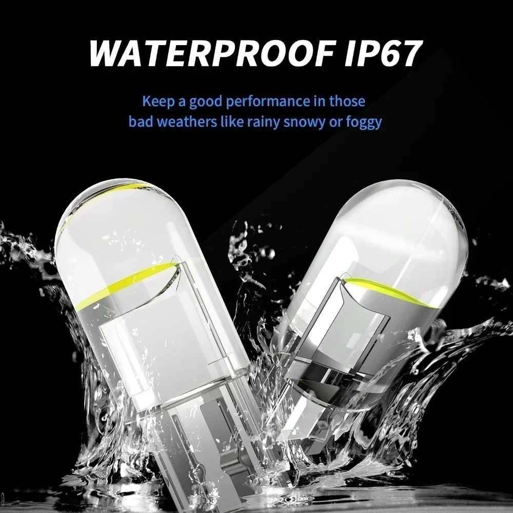 10 stücke Auto LED T10 W5W Canbus Glas COB Lesen Dome Lampe Marker Keil Kennzeichenbeleuchtung Birne 168 194 192 DC 12 V Weiß
