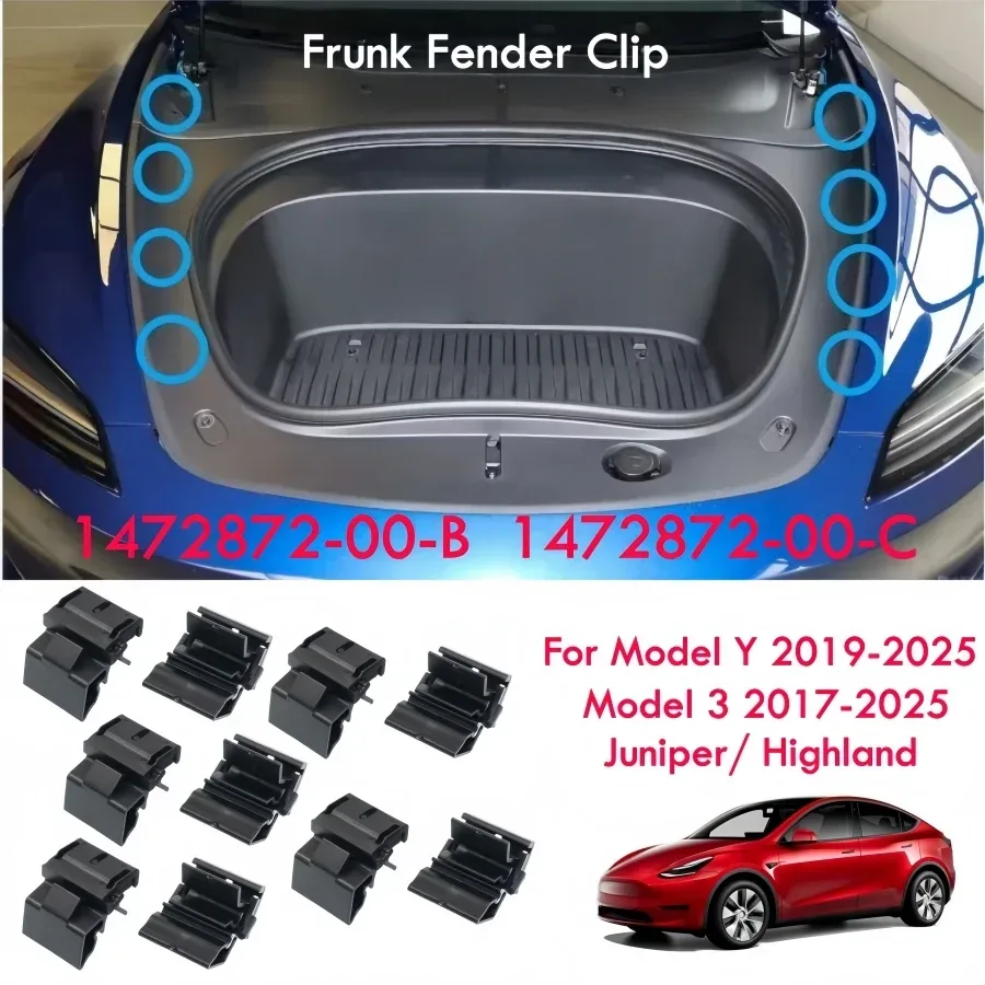 10/20 PCS Frunk Fender Clip für Tesla Modell 3Y Juniper Highland 2017-2025 Front Bumper Box Schnalle Hood Trunk Clips für Tesla