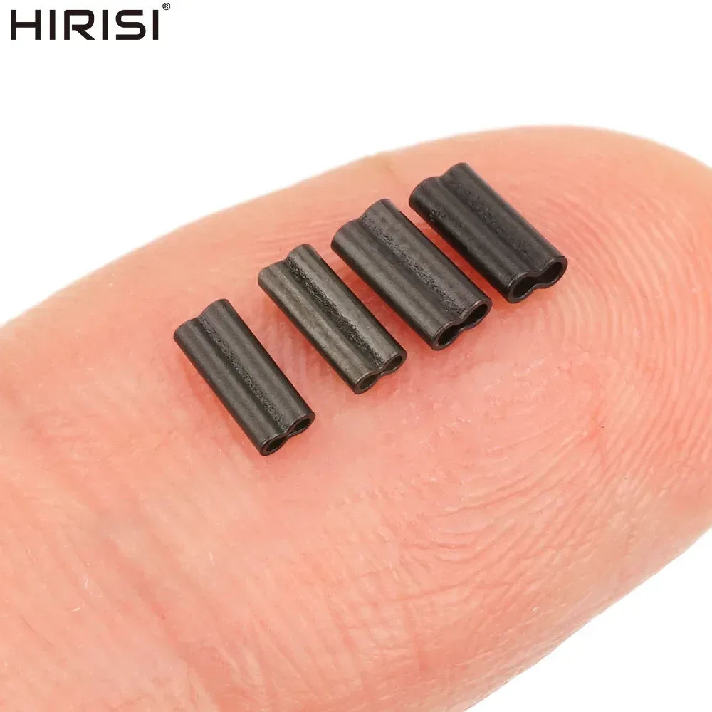 Hirisi AG161 50 Stück Doppel-Kupfer-Angelrohr-Crimphülsen Drahtverbinder Karpfenangel-Zubehör Terminal-Accessoires