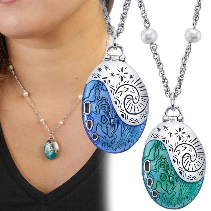 Anime-Film Moana Waialiki Cosplay Halskette Legierung Emaille Perlen Öffnungsanhänger Choker Kette Mädchen Schmuck Accessoire Requisite