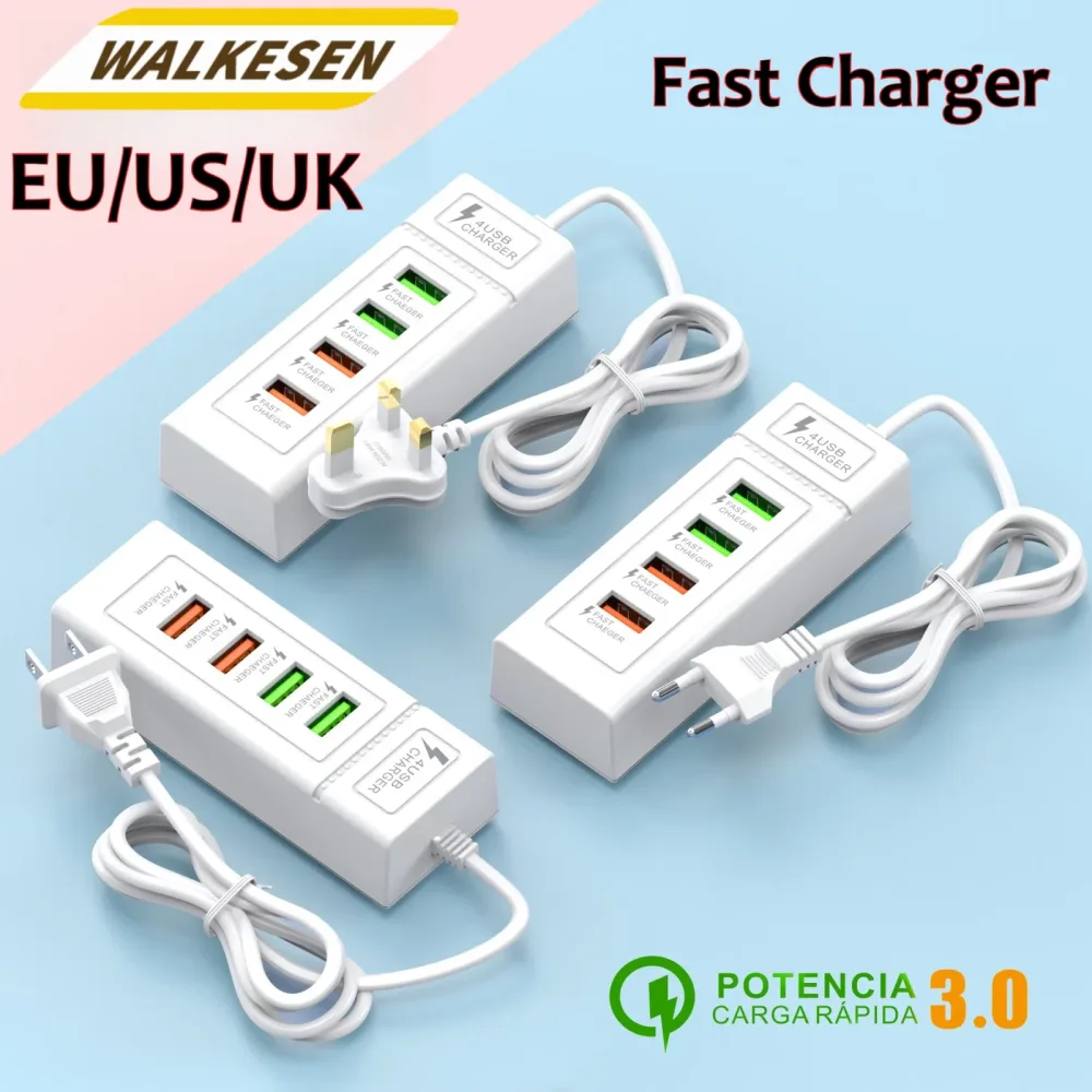 4-Port-USB-Schnellladegerät Typ C Wandladegerät für iPhone Samsung Xiaomi Huawei Telefonladegerät EU/US/UK-Stecker-Netzteil