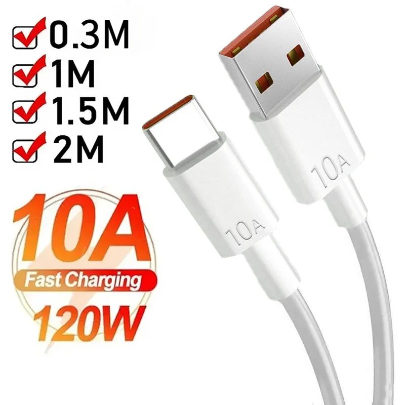 Android 120W 10A USB zu Typ C Kabel Super Schnelle Ladekabel Für Huawei P40 Honor Datenkabel Für Xiaomi Redmi 0,3/1M/1,5M/2M