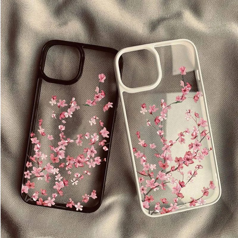Kirschblüten-Blumen-Handyhülle für iPhone 17 16 Pro Max 15 Pro 14 Plus 13 12 11 16E X XR XS 7 8 Plus SE 2022 Stoßfeste Schutzhülle