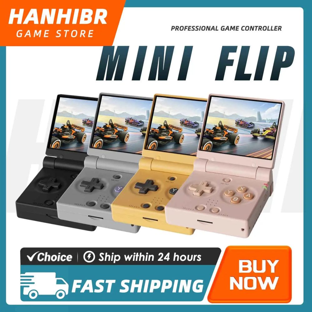 MIYOO MINI FLIP Handheld-Spielkonsole 2,8'' IPS-Bildschirm Linux-System Videospielkonsolen Gratis Etui Gamer Dual-Analogsticks Geschenk
