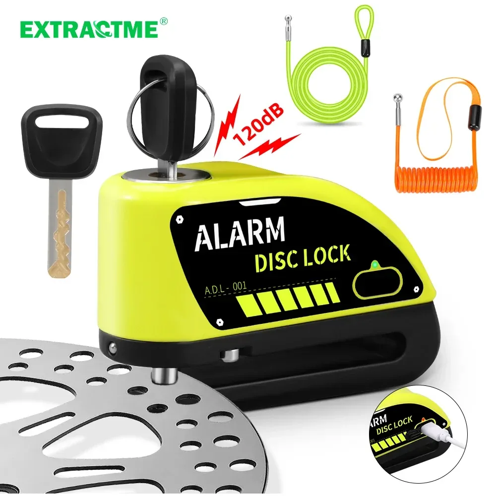 Extractme Motorrad Alarm Scheibenbremse Schloss 120dB Fahrrad Rad Disk Vorhängeschloss Sicherheit Diebstahlsicherung Roller Alarma Motocicleta