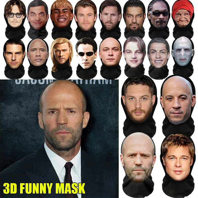 NEU 2026 3D Nahtlose Maske Lustige Gesichtsmuster Kopftuch Promi Eisseide Sonnenschutz Kopfmaske Halloween Cosplay Requisiten