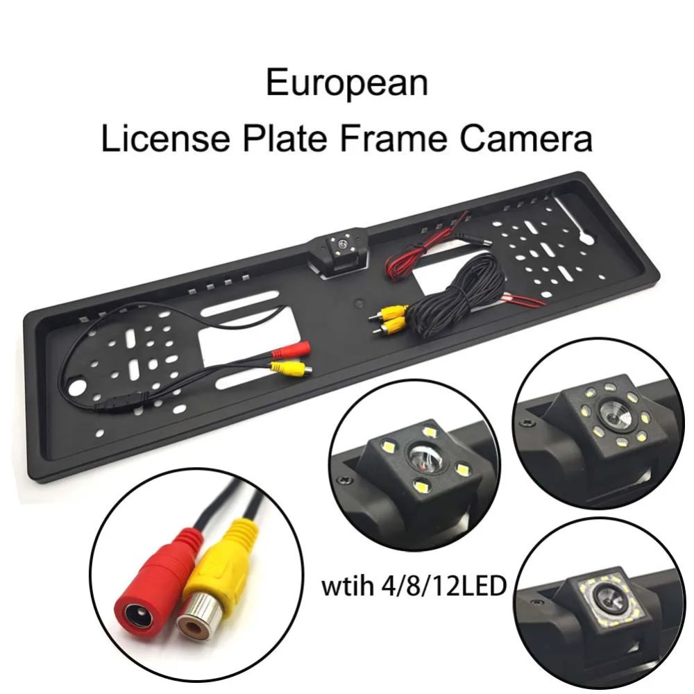 4/8/12LED Europäischer Kennzeichenkamera-Rahmen mit Rückfahrkamera und Nachtsicht für LKW, PKW, SUV, Wohnmobil, Pickup