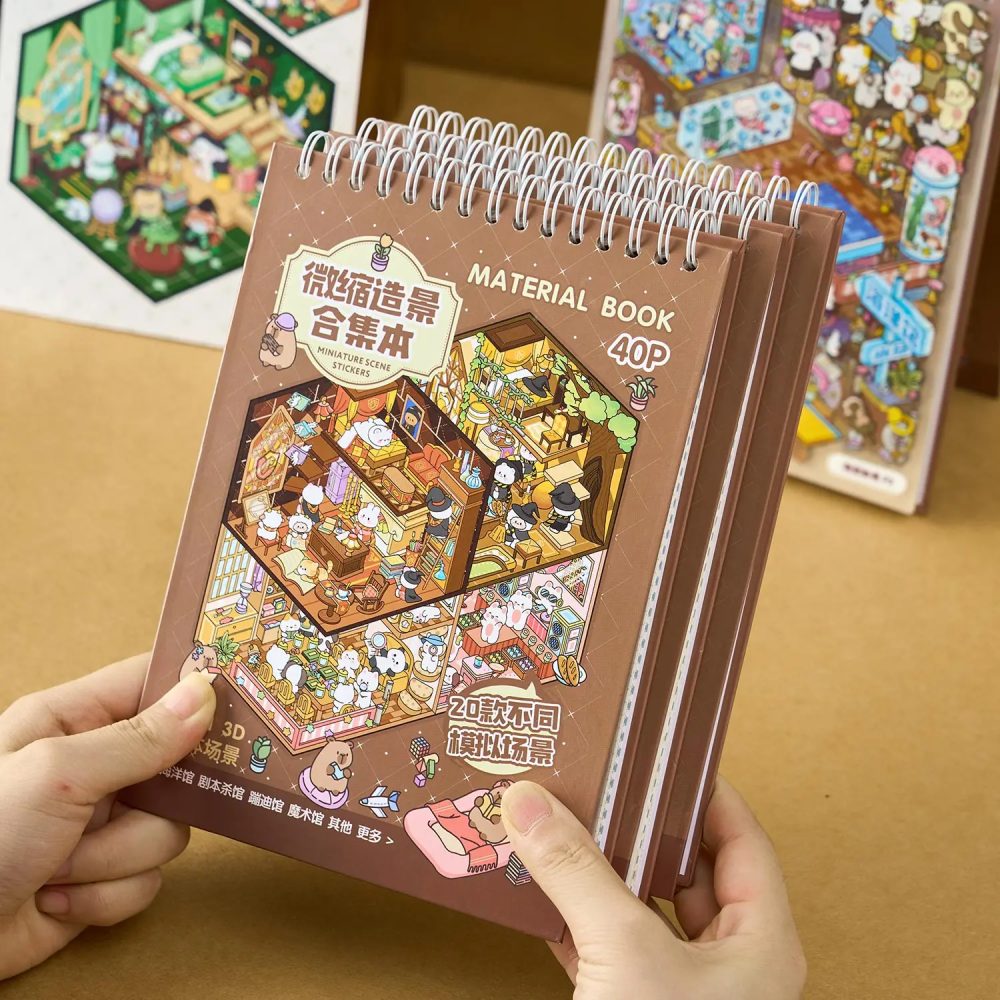 40 Stücke 20in1 3D Landschaft Aufkleber Sammlung Buch Album Cartoon Szene DIY Spielzeug Spiel Festival Geburtstagsgeschenk für Kind Mädchen Kind