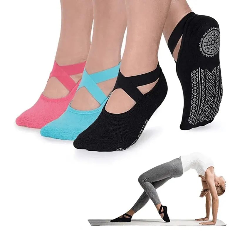 Hochwertige rutsch feste Pilates-Socken für Frauen Atmungsaktive Bandage Yoga-Socken Baumwolle Fitness Tanz Barre Ballett Sports ocken