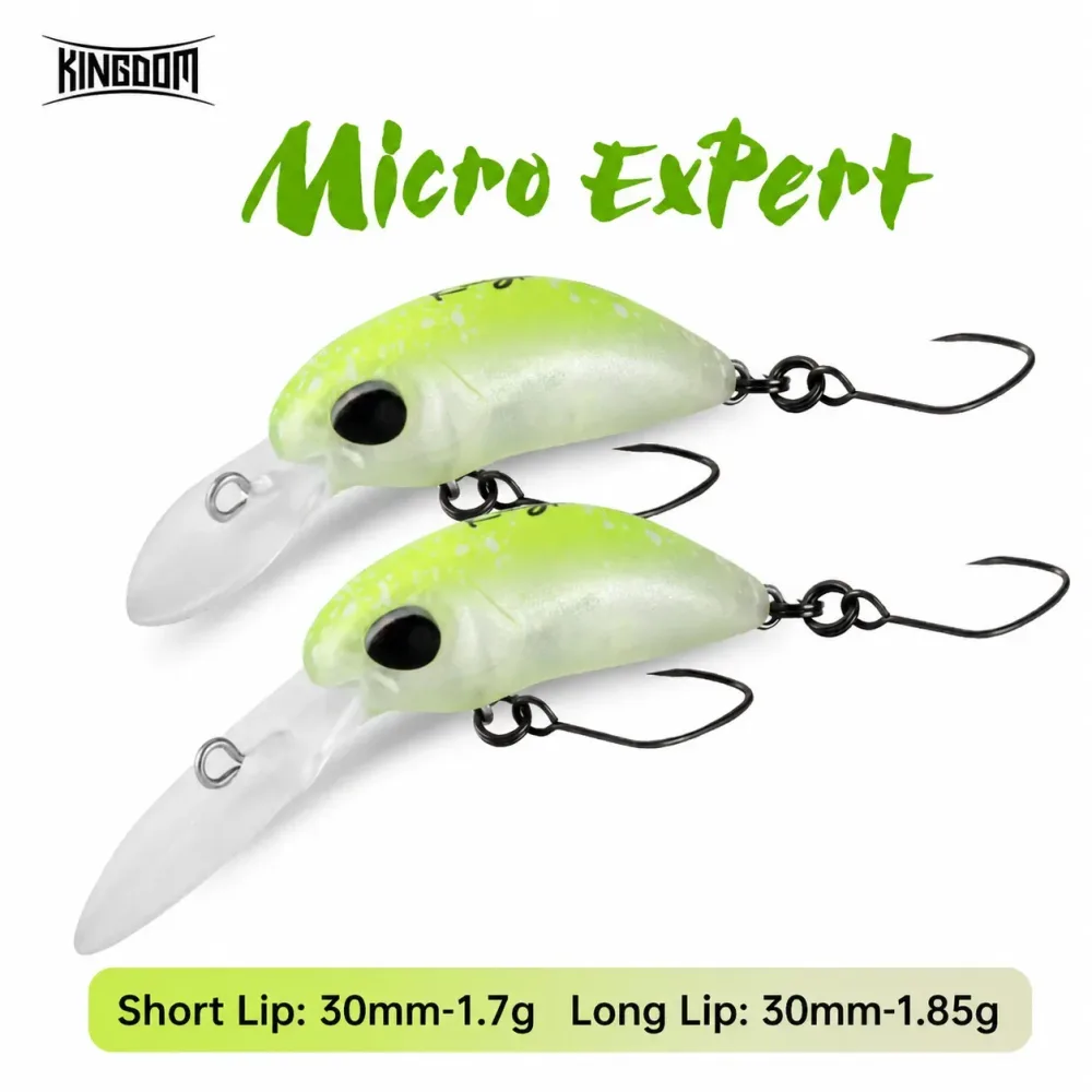 Kingdom Micro Minnow Angelköder, einzigartiges Lippen-Design, Einzelhaken, schwimmende harte Wobbler, 1,7 g/1,85 g, künstlicher Köder für Forellen