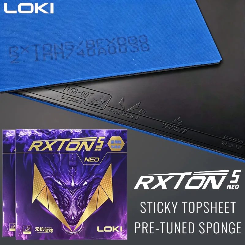 LOKI RXTON 5 NEO Tischtennisbelag Klebrige Tischtennisgummiplatte mit Voreingestelltem Hochdichtem Blauen Schwamm