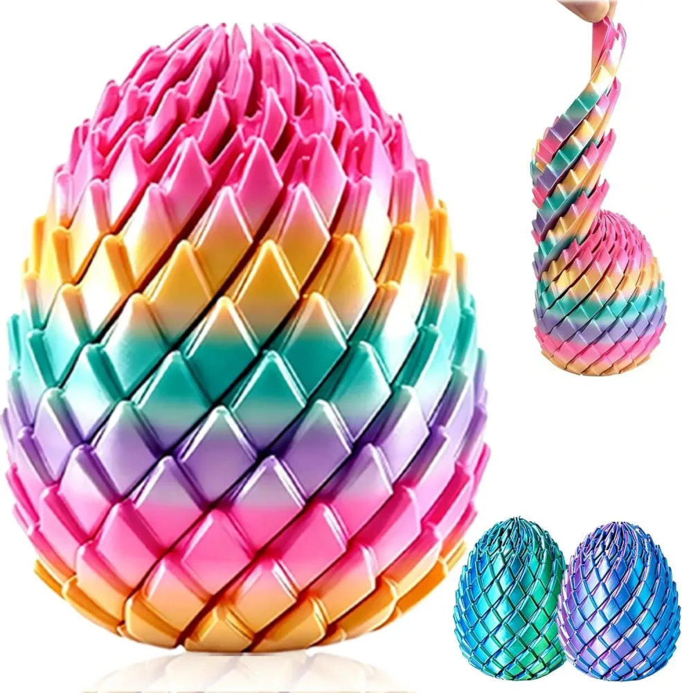 Twisty Fidget Egg 3D-Gedruckte Spielzeuge Sensorische Schreibtisch-Spielzeuge Stressabbau Osterkorb-Füller Kleine Geschenke