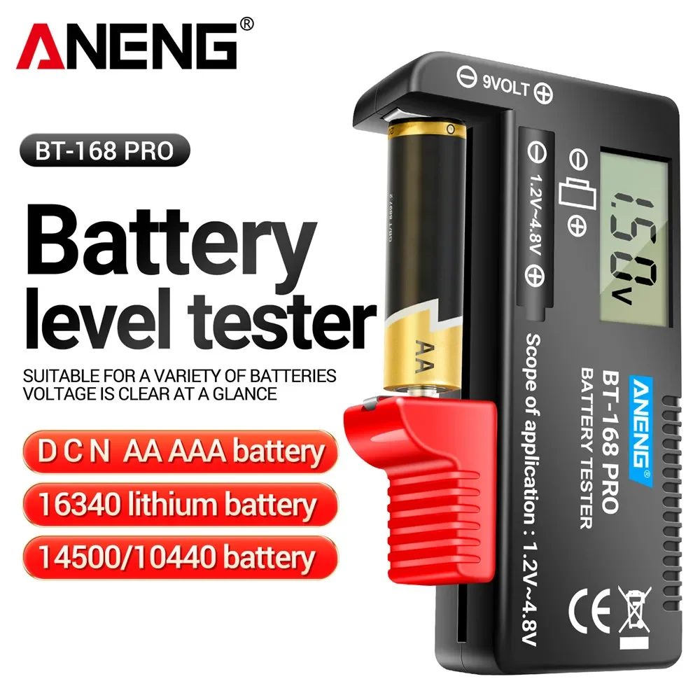 ANENG BT-168 PRO Digitaler Batterietester, Belastungsanalysator mit Display, Prüft AAA AA Knopfzellen, Lithium-Kapazität, Universaltester